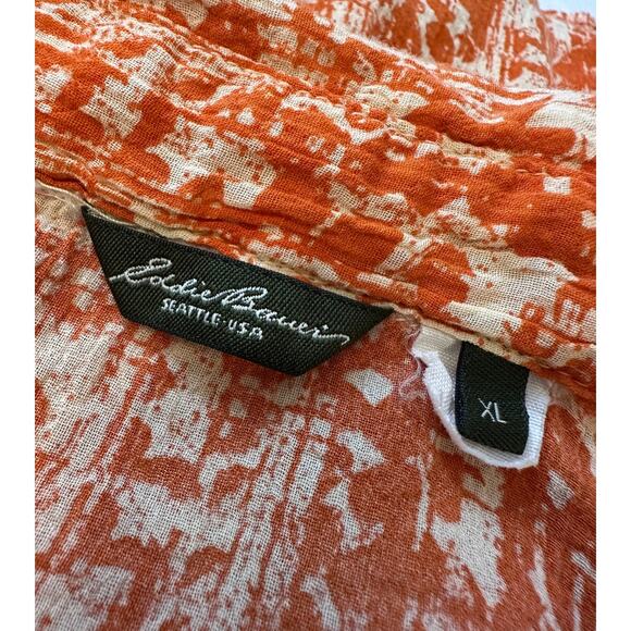 Orange Eddie Bauer Flowy Sheer Blouse XL - Picture 5 of 6